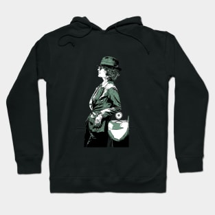 Polly Gray leans well dressed in sunglasses against a car as an abstract comic graphic peaky blinders (vers. 1) Hoodie